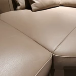 Modern L-Shaped Modular Top-Grain Leather Sofa with Integrated Solid Wood Storage Side Tables